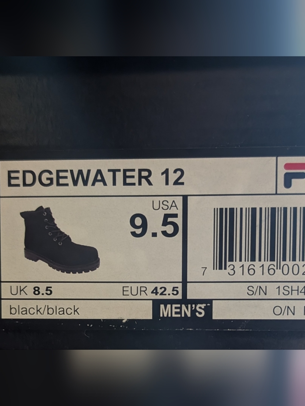FILA Men's Edgewater 12 Black Work-Style Lace-Up Boots 9.5 - Picture 7 of 7